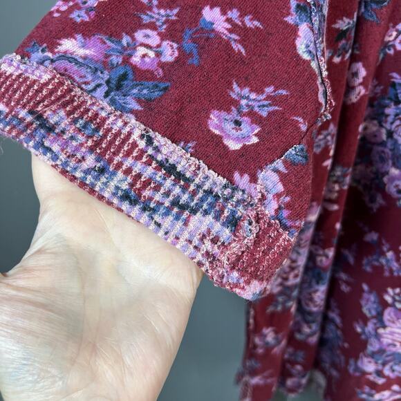 NWOT Free People "You and Me" Slouchy Burgundy Red Floral Oversized Top size M - Picture 3 of 8
